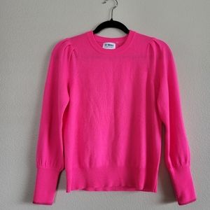 27 Miles Revolve Hot Pink Puff Sleeve Cashmere Sweater sz S